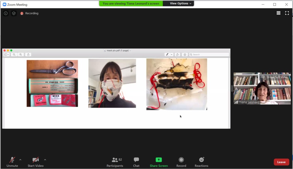 A participant on Zoom shares her story with the class.